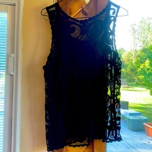 All black lace tank top